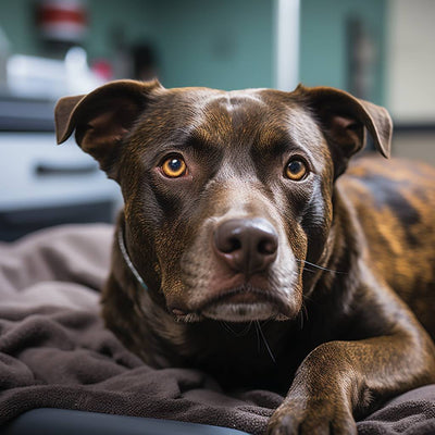 Pitbull visiting veterinarian