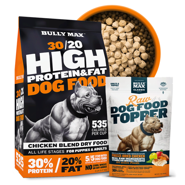 Bully Max 30/20 Dry Food & Freeze-Dried Raw Food Chicken Topper