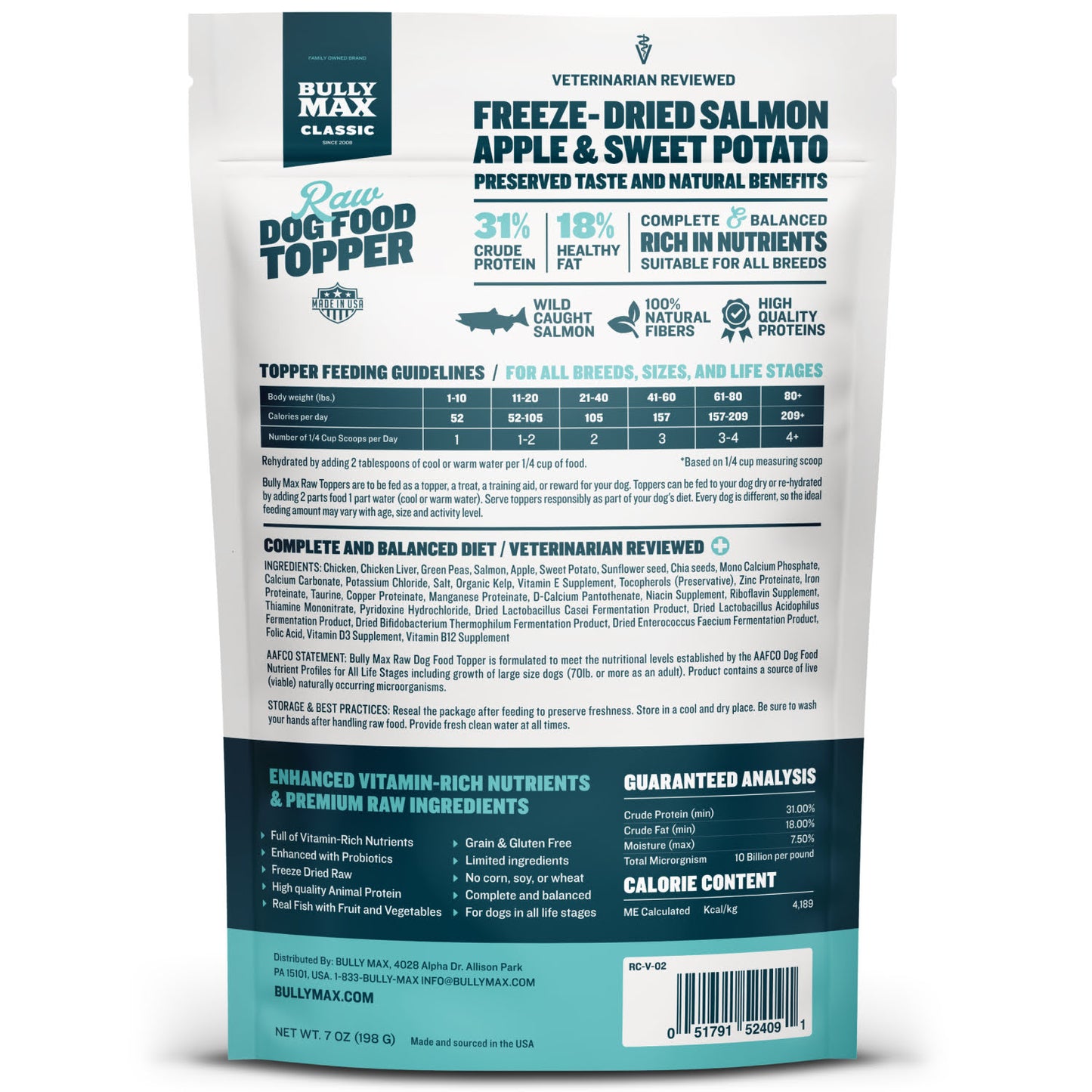 Bully Max Freeze-Dried Salmon Raw Dog Food Toppers - 3 Pack