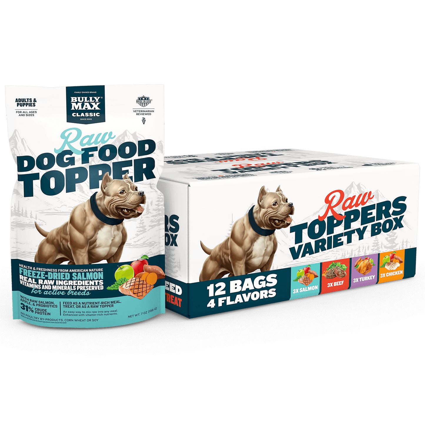 Bully Max Freeze-Dried Raw Topper 12ct Variety Pack Box