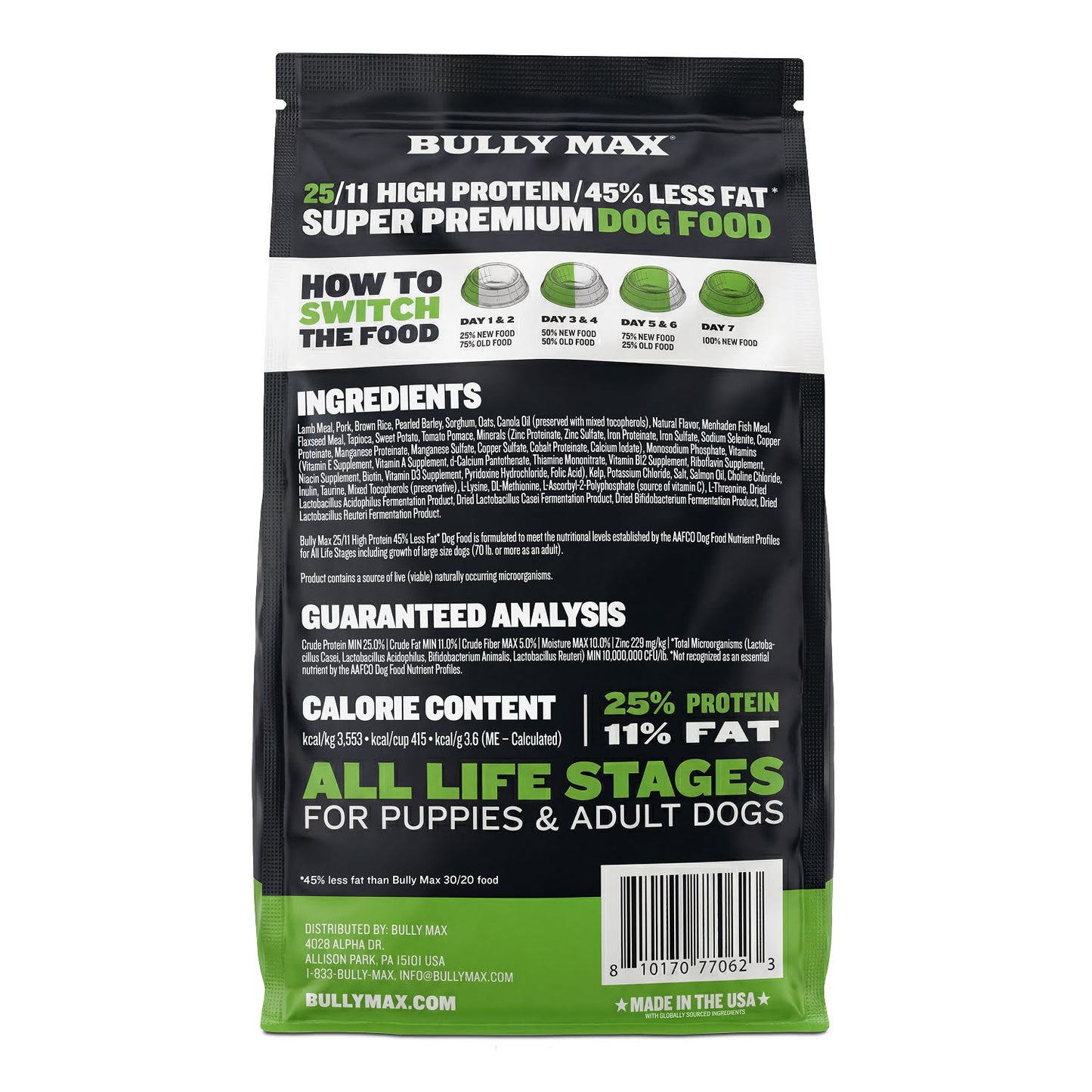 Bully Max 25/11 High Protein Lamb 45% Less Fat Dog Food