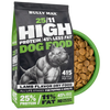 Bully Max 25/11 High Protein Lamb Dog Food (45% less fat), front of bag with a bowl of the kibble