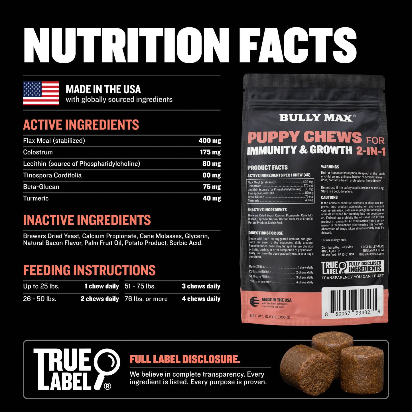 Bully Max Puppy Chews for Immunity & Growth