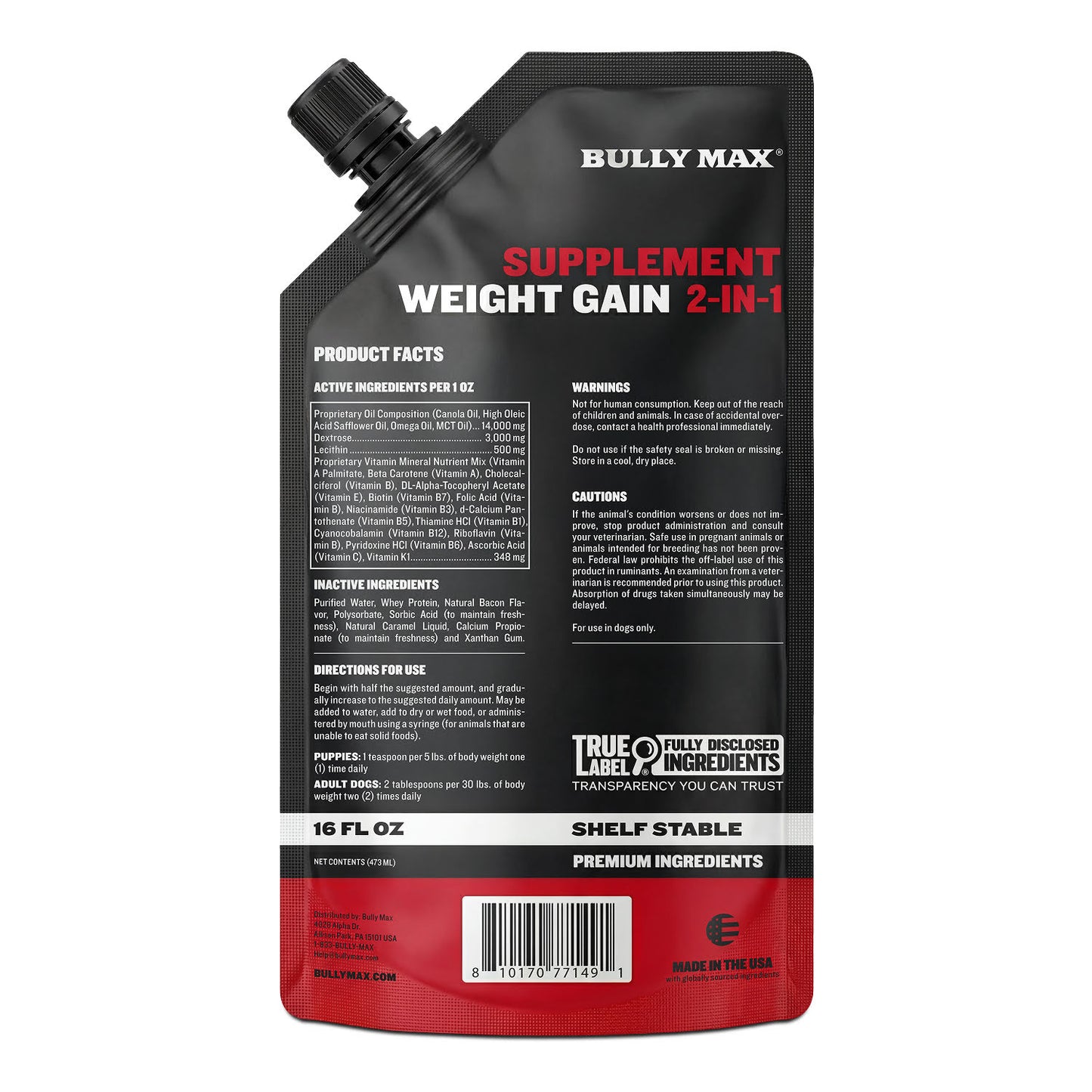 Bully Max Liquid Weight Gainer 2-in-1