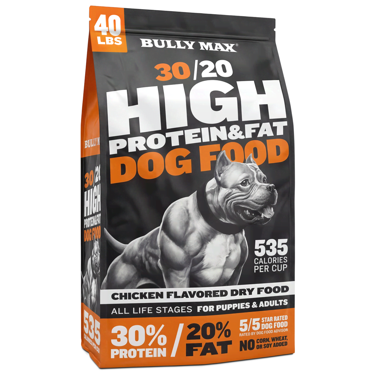 Bully Max 30/20 High Protein Chicken Dog Food, 40 lb bag, front of bag