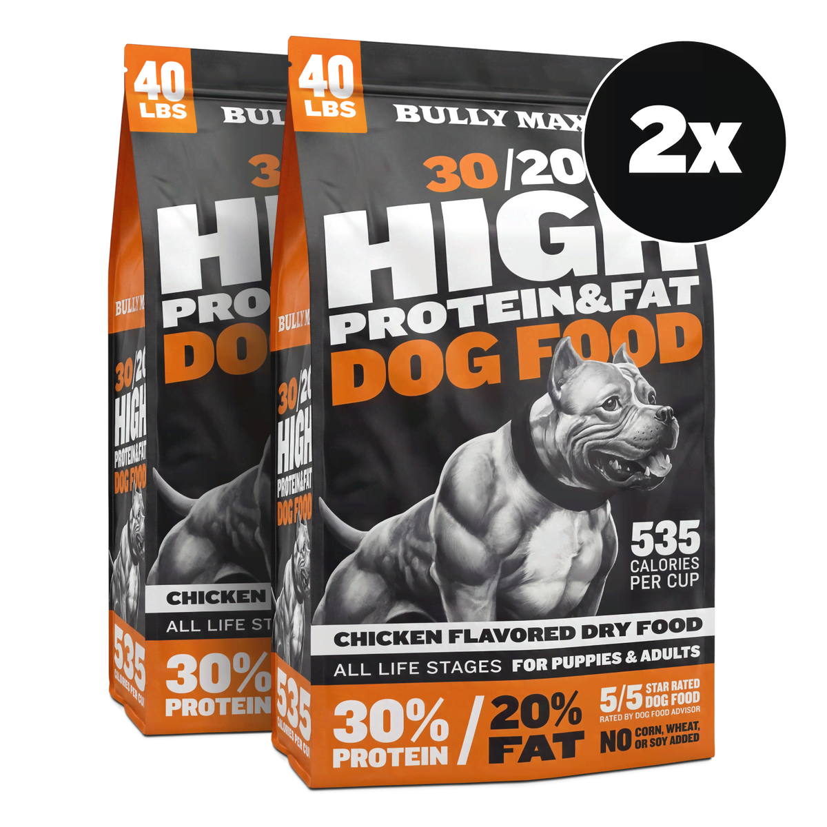 Bully Max 30/20 High Protein Chicken Dog Food, 80 lb bag, front of bag
