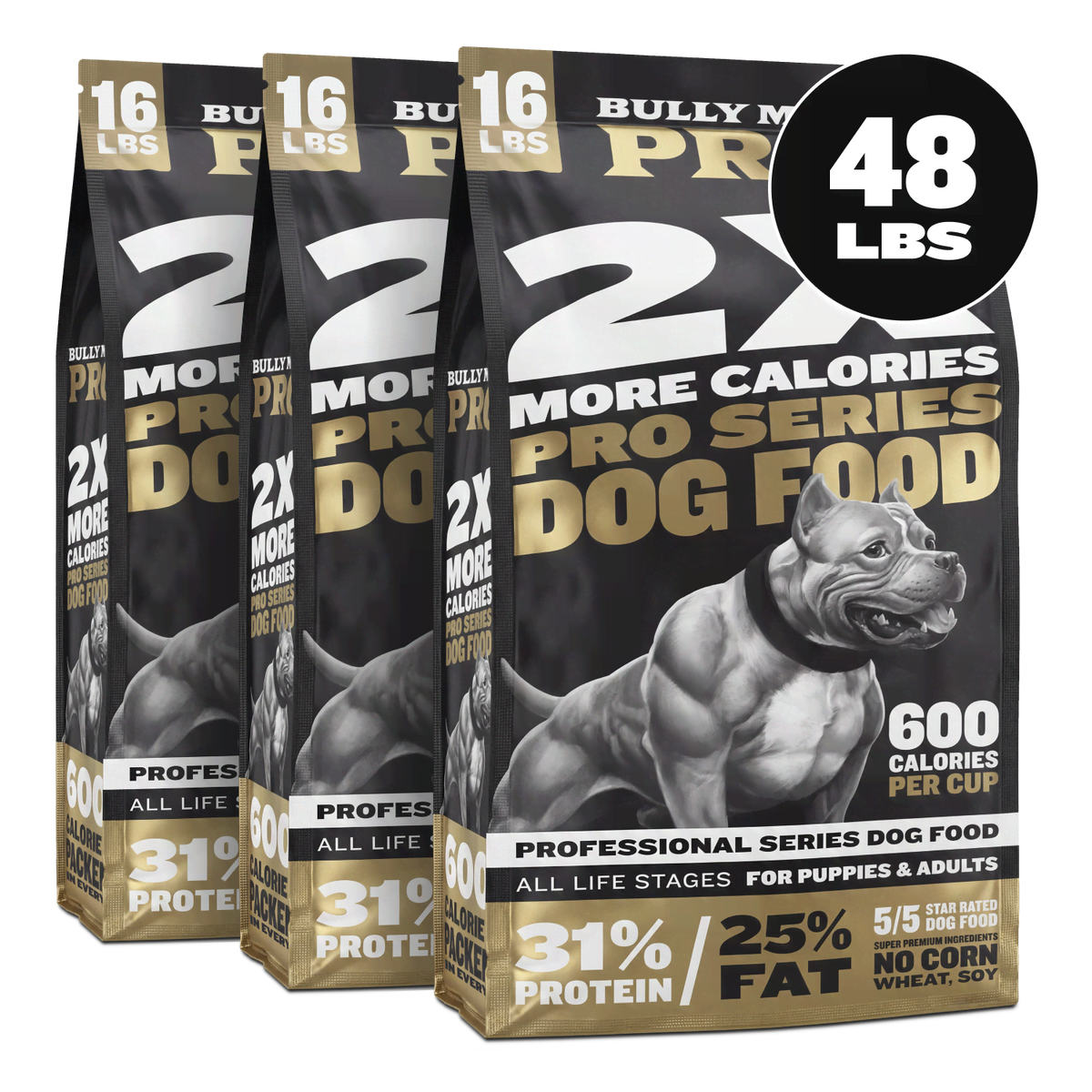 Bully Max PRO Series 31/25 High Calorie Dog Food, 48 lb bag, front of bag