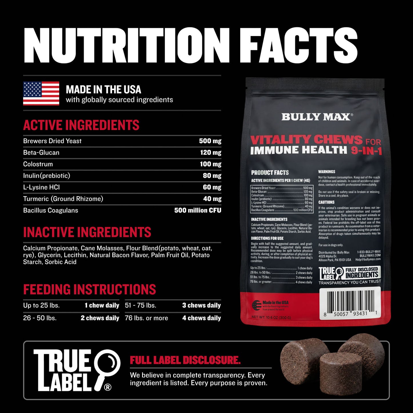 Bully Max Vitality Chews for Allergies, Joints, & Daily Vitamins
