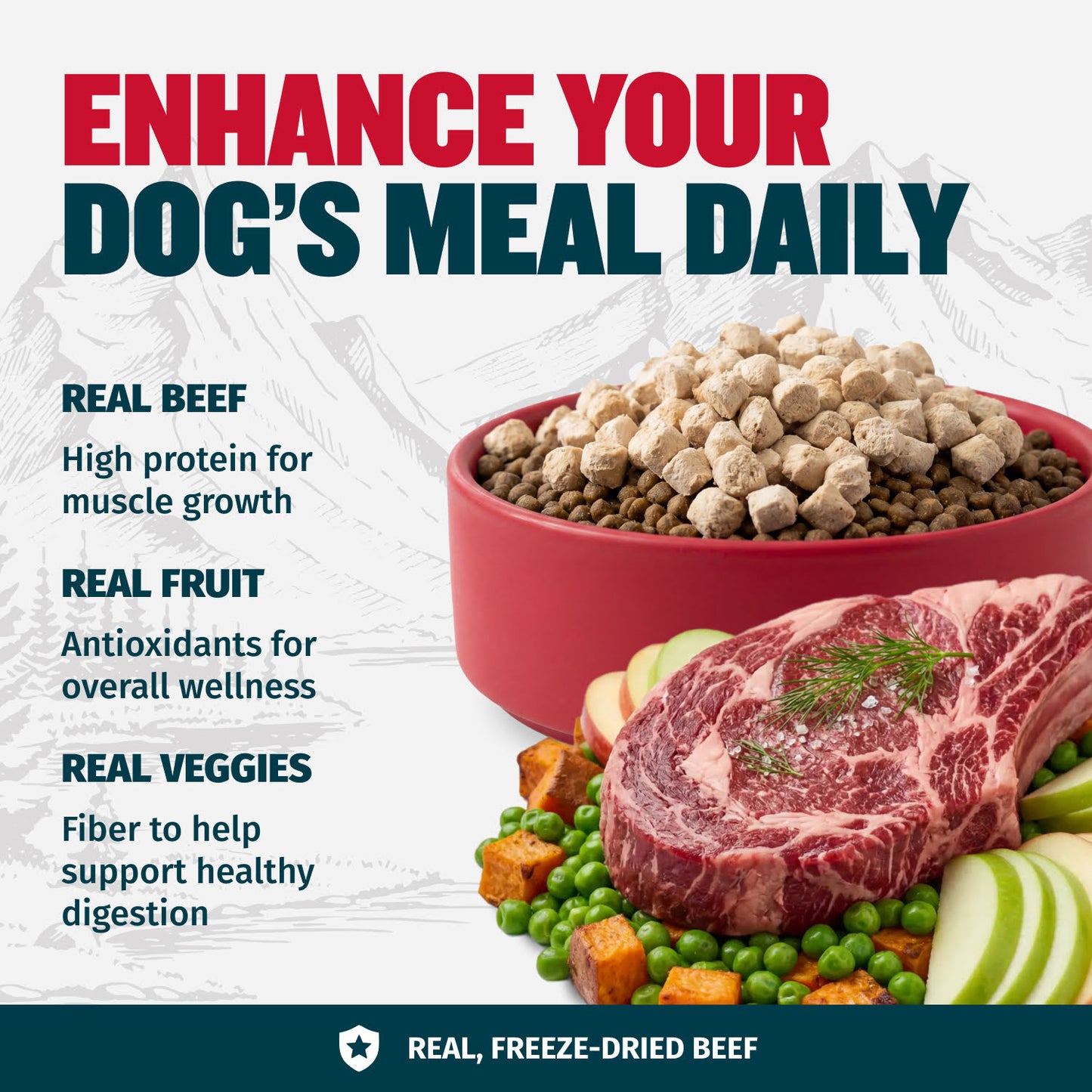 Bully Max Freeze-Dried Raw Dog Food Toppers Beef Flavor