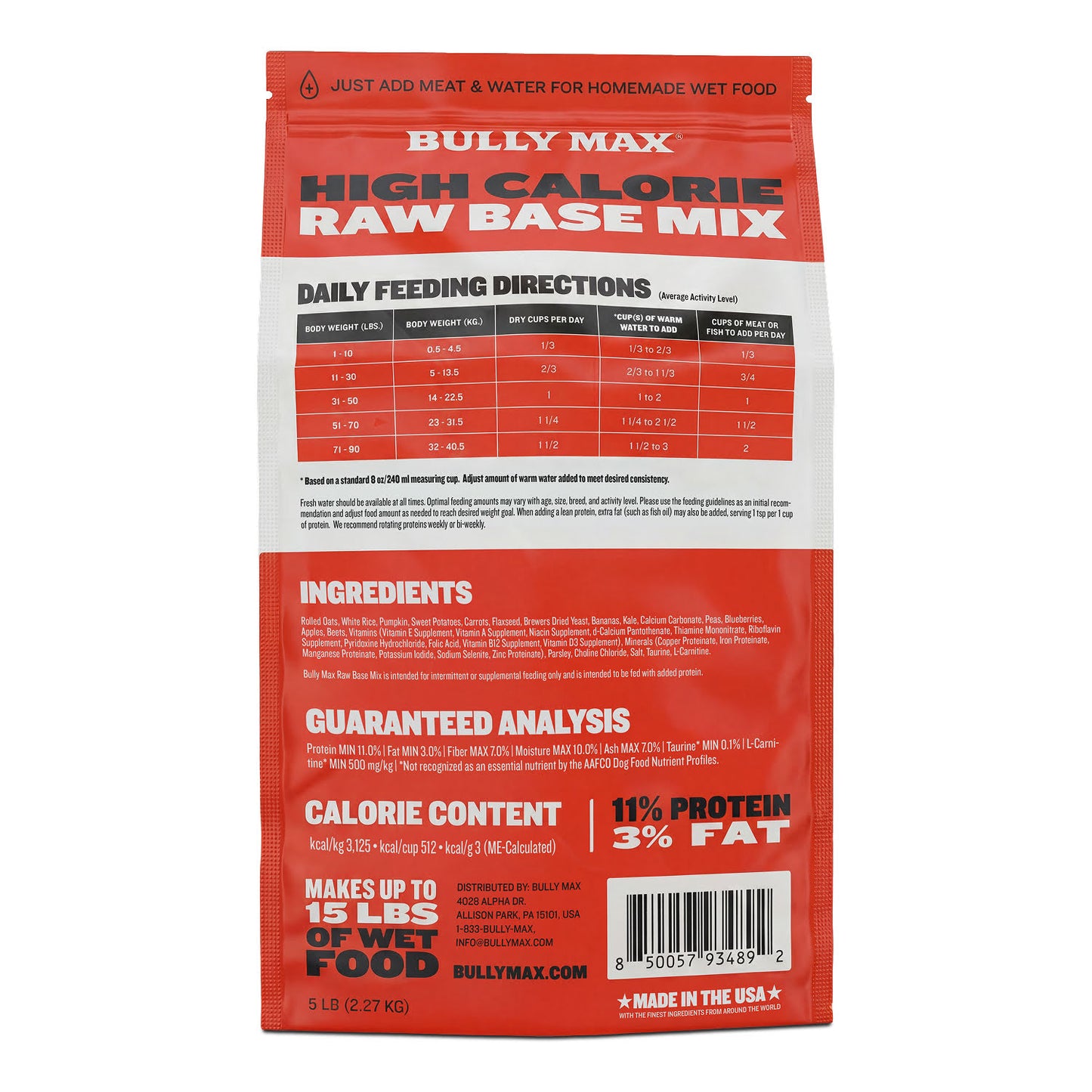 Bully Max High Calorie Raw Base Mix