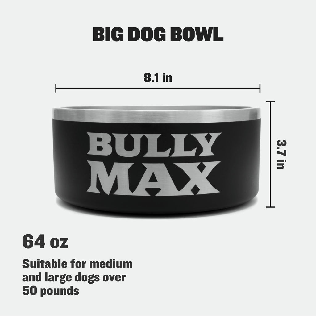 Heavy-Duty Steel Dog Bowls big dog bowl: 64 oz, 8.1 in wide by 3.7 in tall, suitable for medium and large dogs over 50 pounds