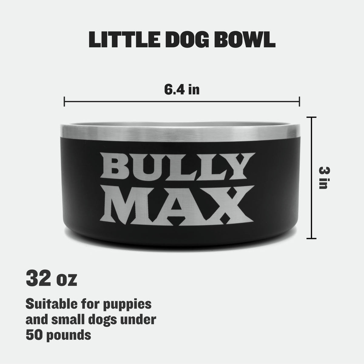 Heavy-Duty Steel Dog Bowls little dog bowl: 32 oz, 6.4 in wide by 3 in tall, suitable for puppies and small dogs under 50 pounds