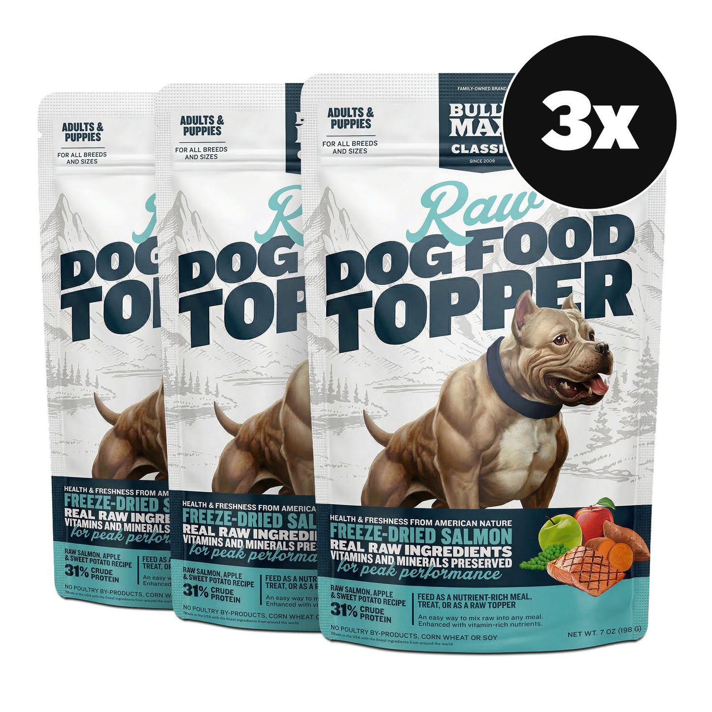 Bully Max Freeze-Dried Raw Dog Food Toppers Salmon Flavor
