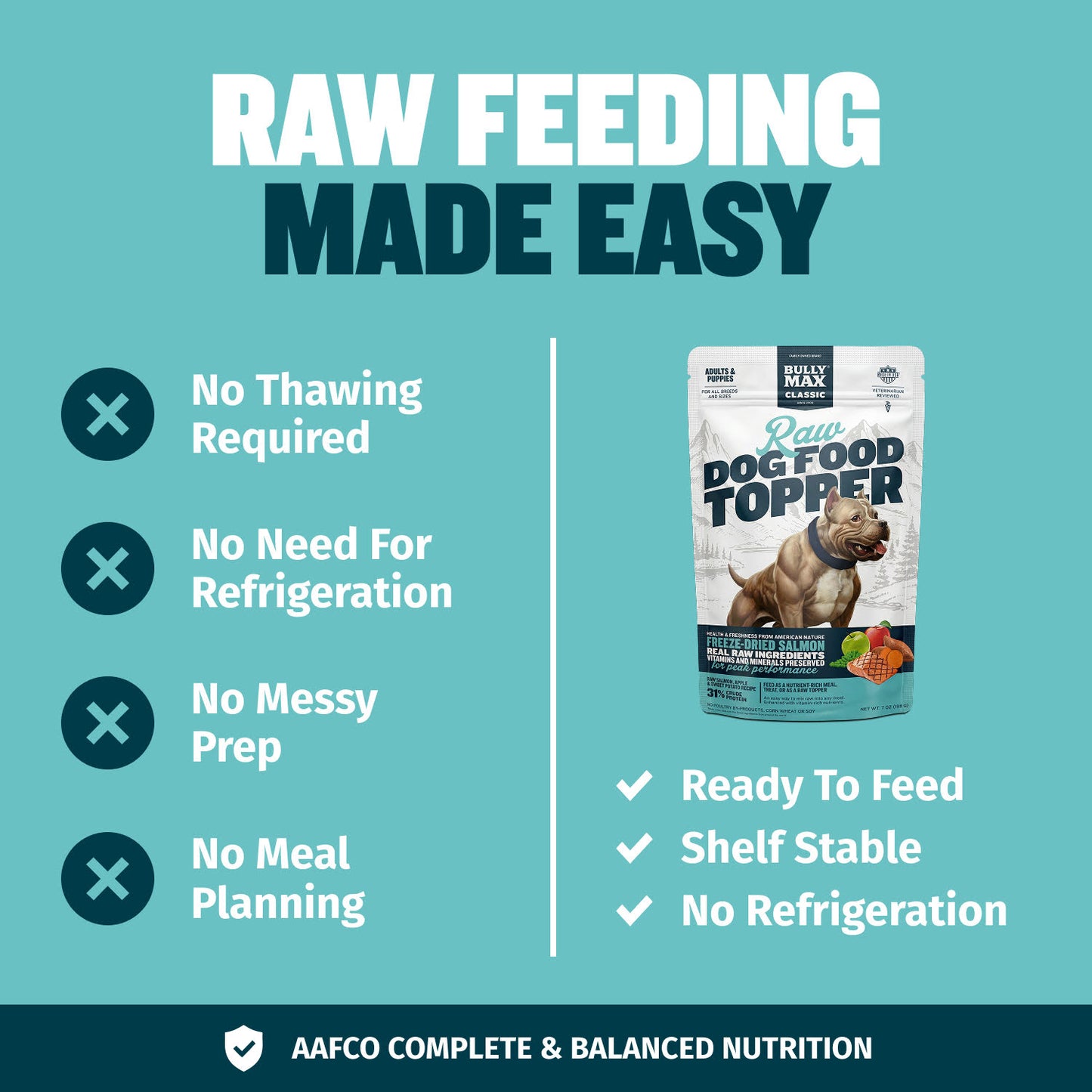 Bully Max Freeze-Dried Raw Dog Food Toppers Salmon Flavor