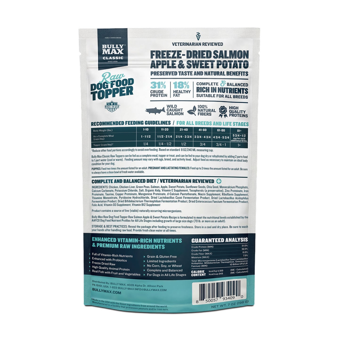 Bully Max Freeze-Dried Raw Dog Food Toppers Salmon Flavor