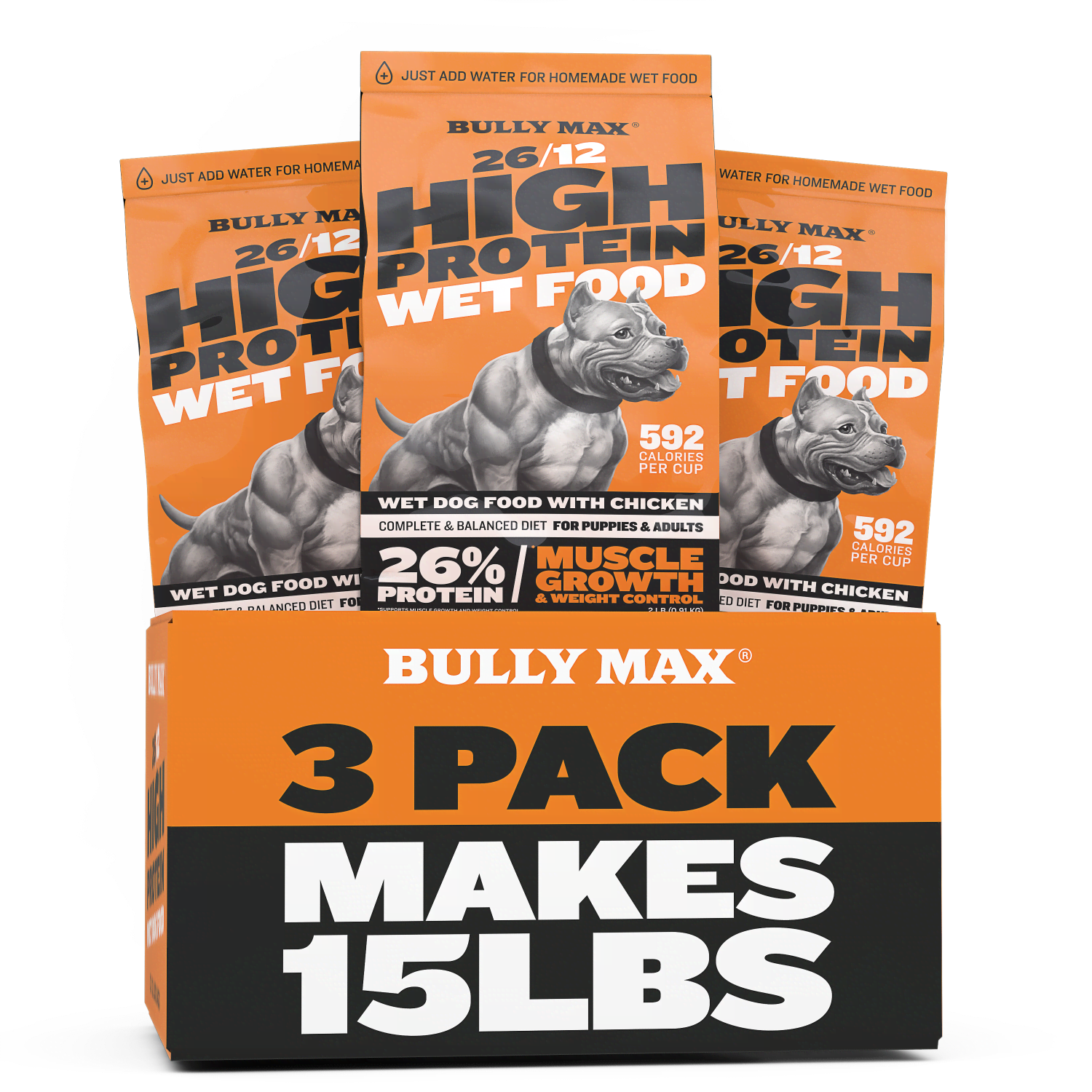 Bully Max 26/12 High Protein Wet Dog Food - 3 Pack