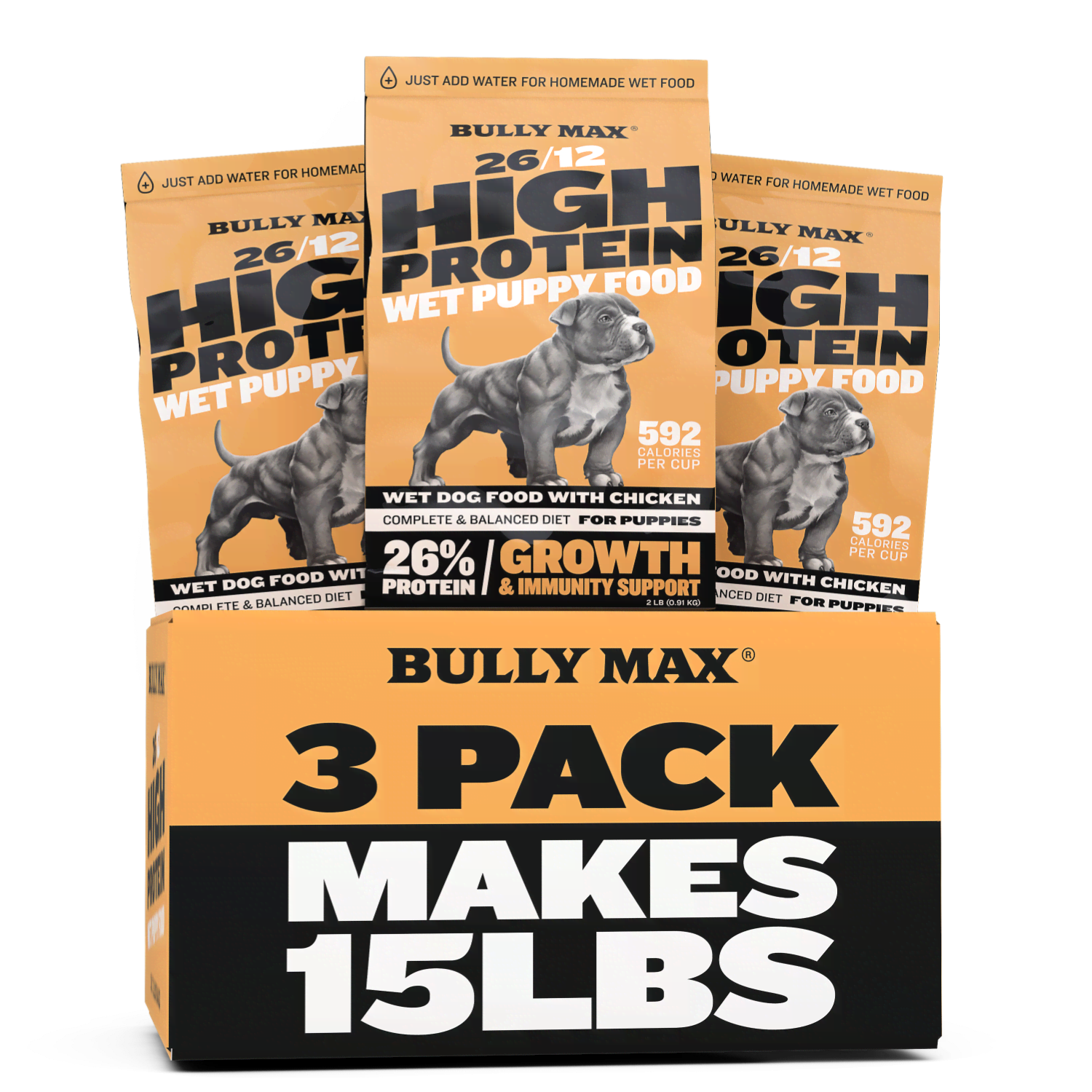 Bully Max 26/12 High Protein Wet Puppy Food -  3 Pack