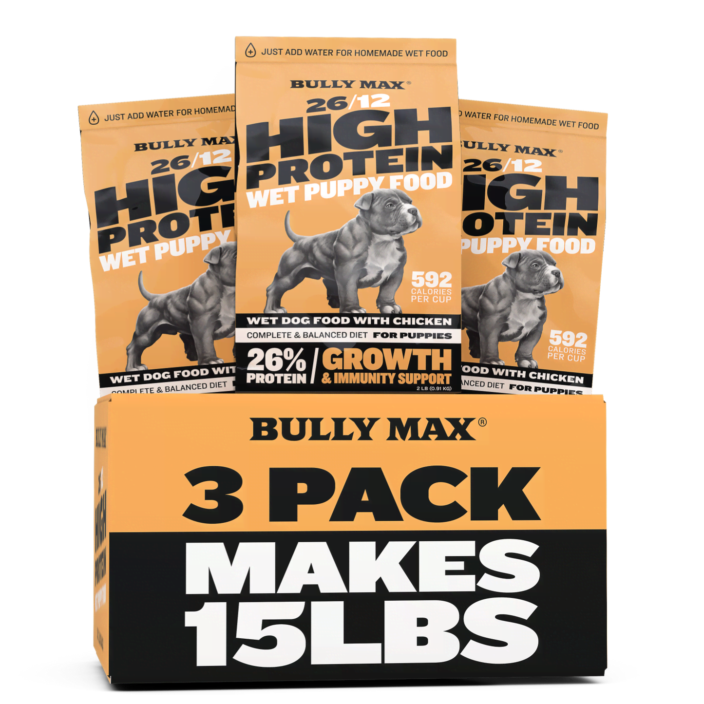 Bully Max 26/12 High Protein Wet Puppy Food -  3 Pack