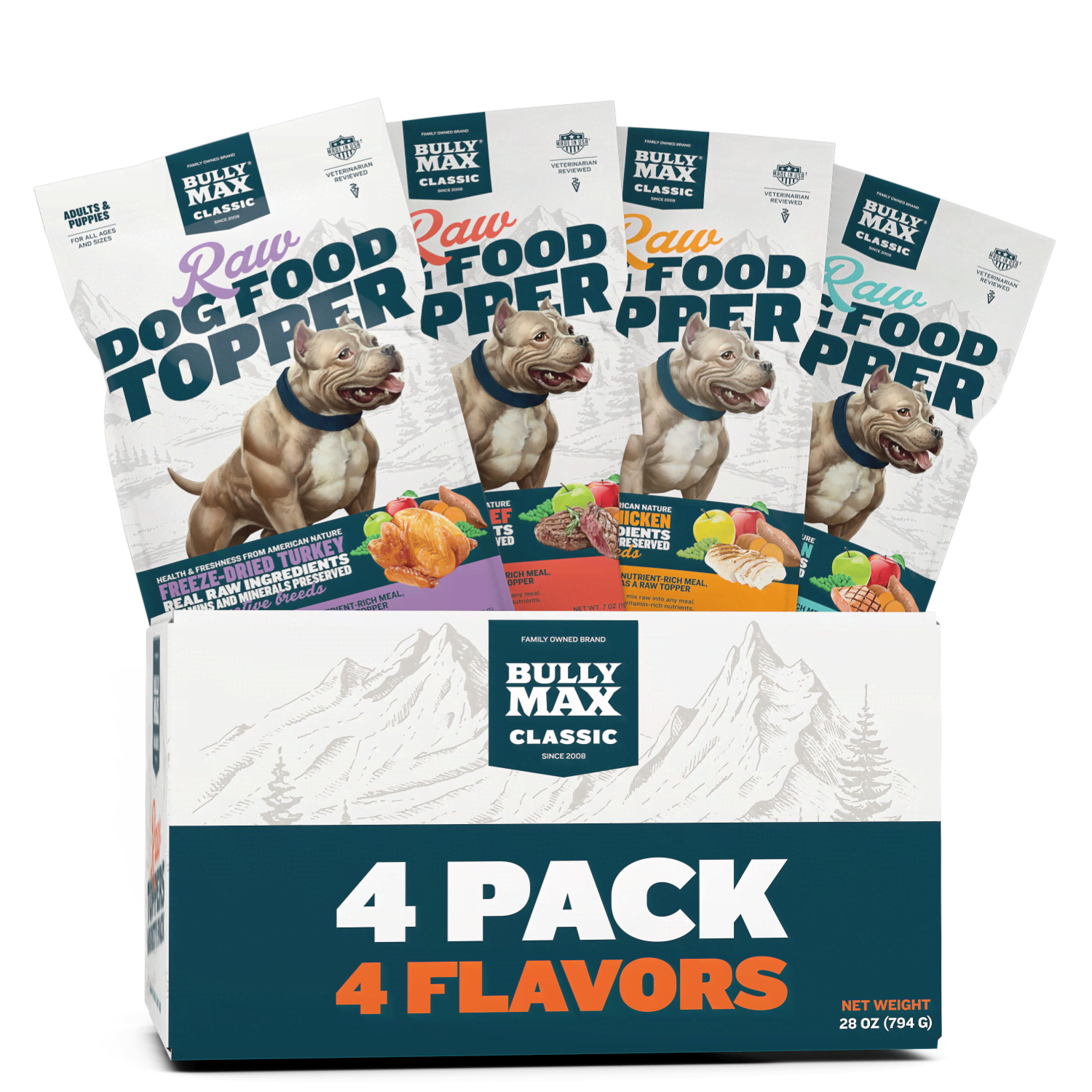 Bully Max Freeze-Dried Raw Dog Food Toppers - 4 Variety Pack