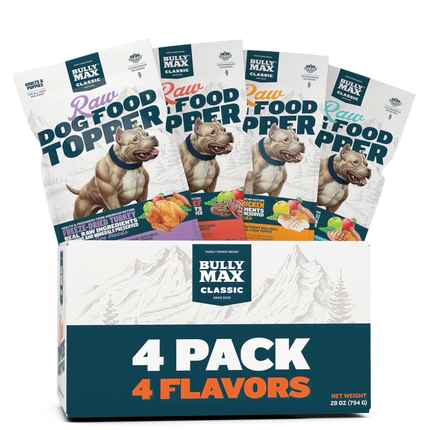 Bully Max Freeze-Dried Raw Dog Food Toppers - 4 Variety Pack