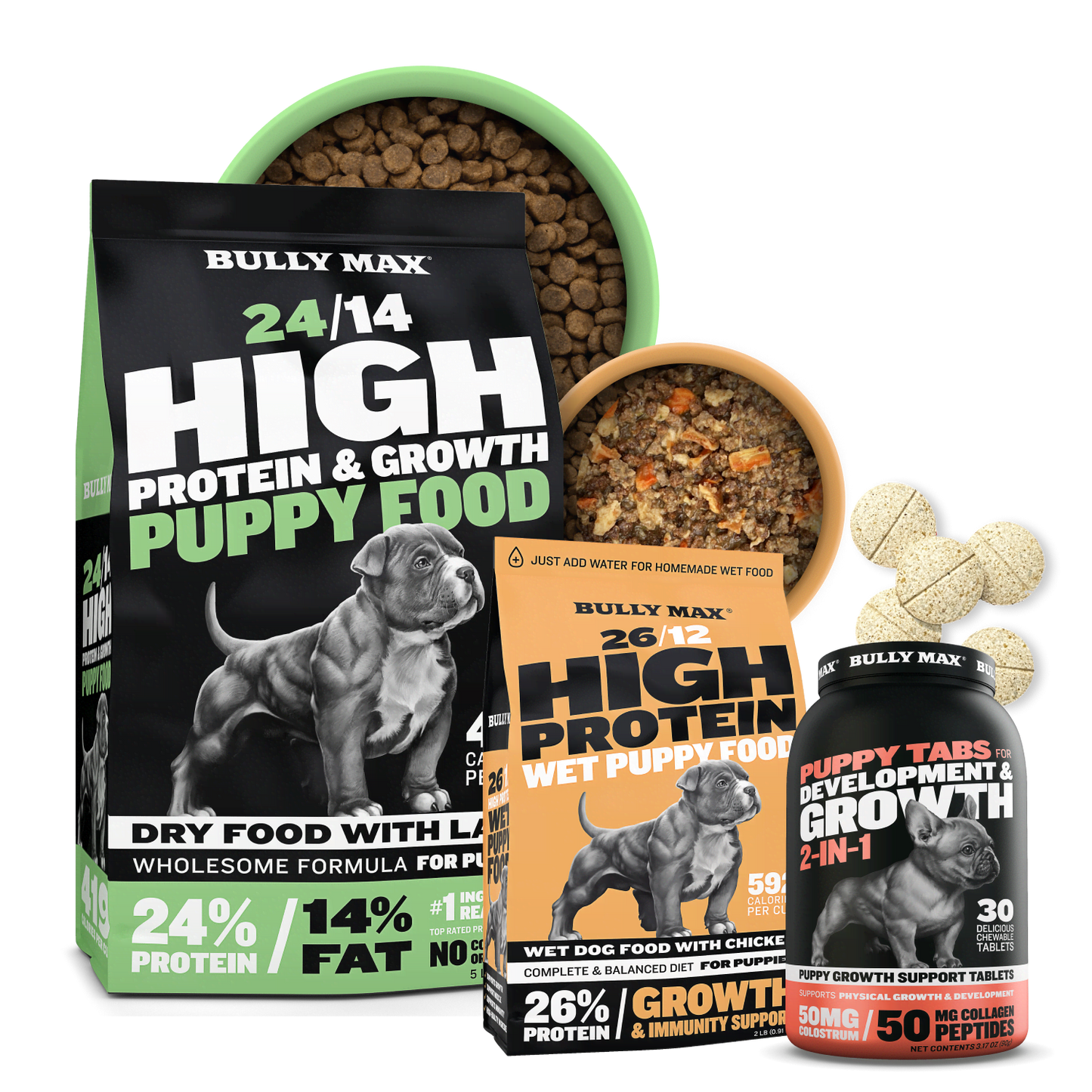 Puppy Wet Food, Dry Food, & Supplements - Bundle