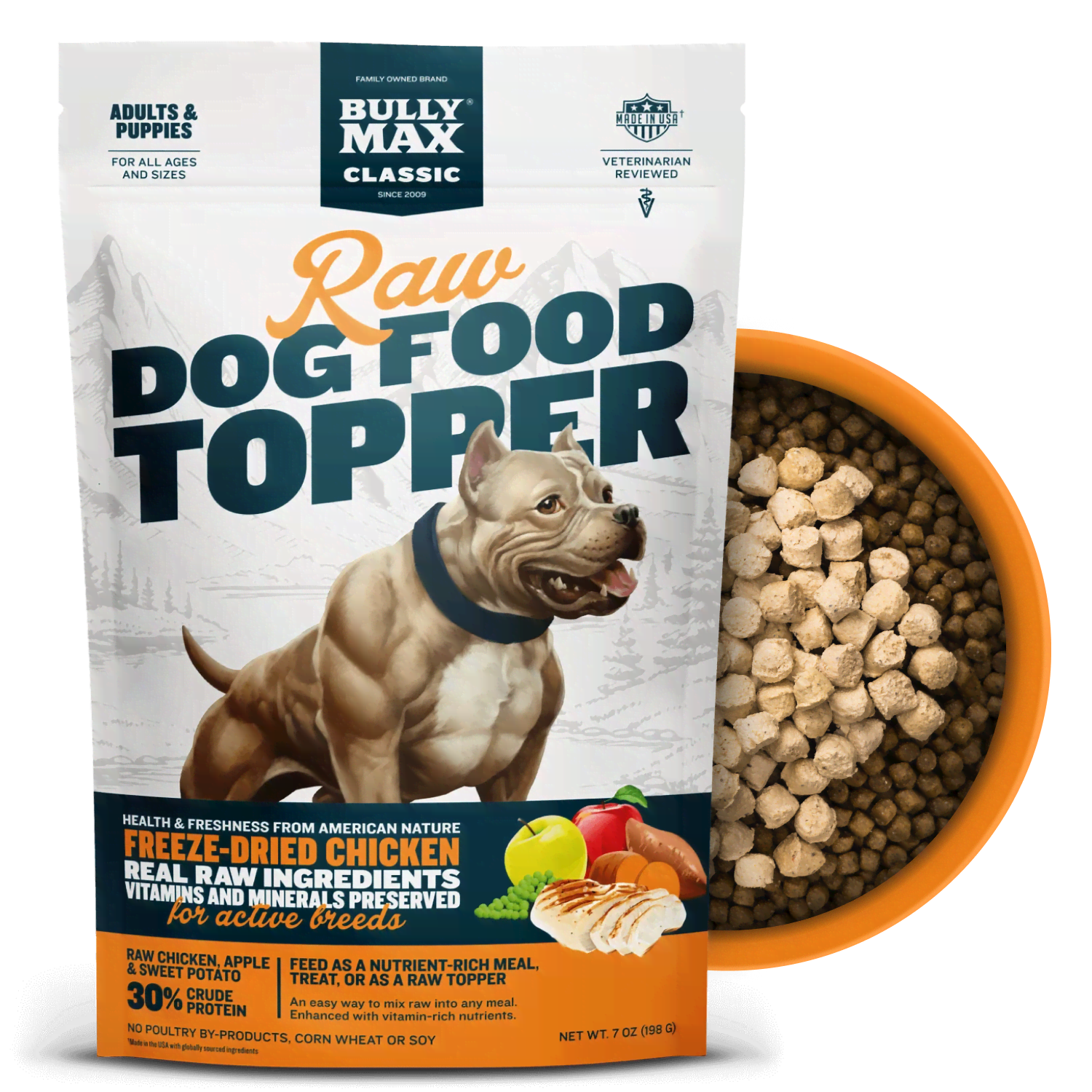 Freeze Dried Raw Dog Food Toppers Chicken Flavor Bully Max