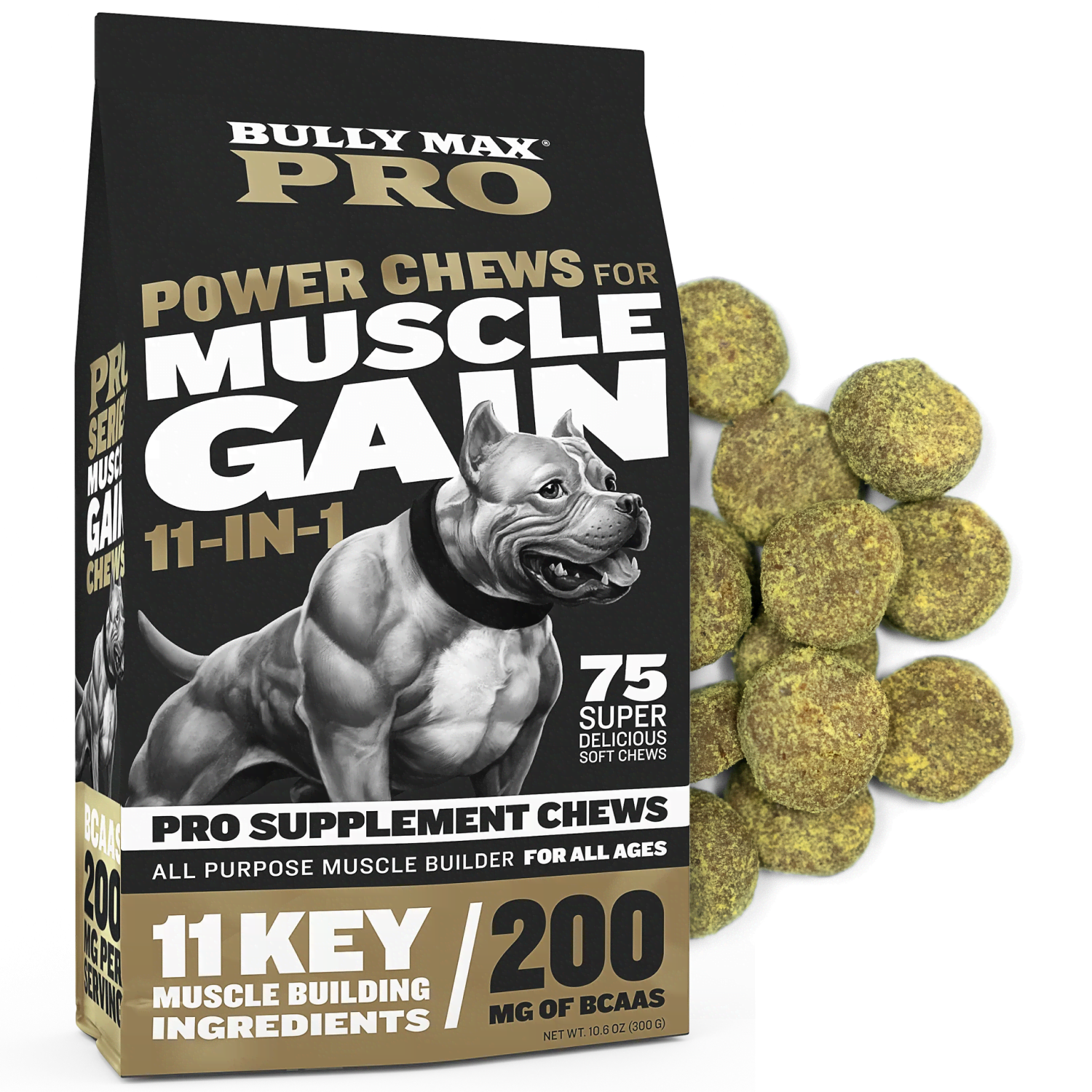 Dog Protein Bully Max PRO Series Muscle Gain Supplement Chews Bully Max