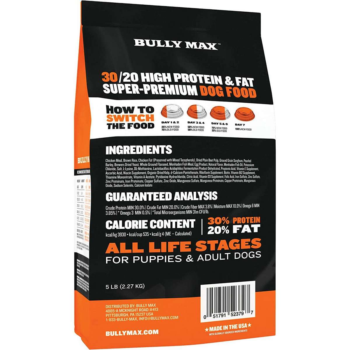 Bully Max 30/20 High Performance Dog Food - 15 lb bag