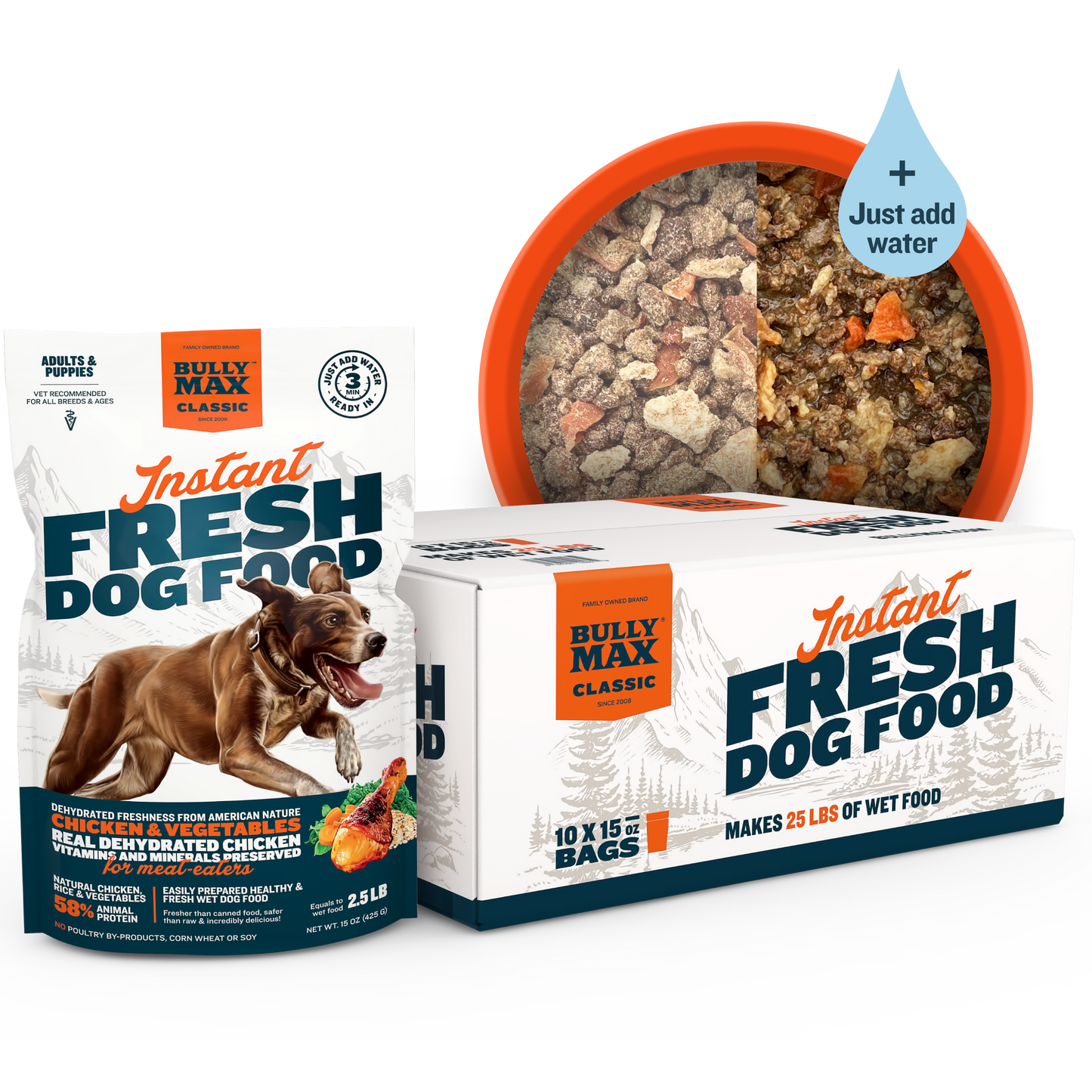 Bully Max Classic Instant Fresh Dog Food 10 Pack (Makes 25 lbs.)