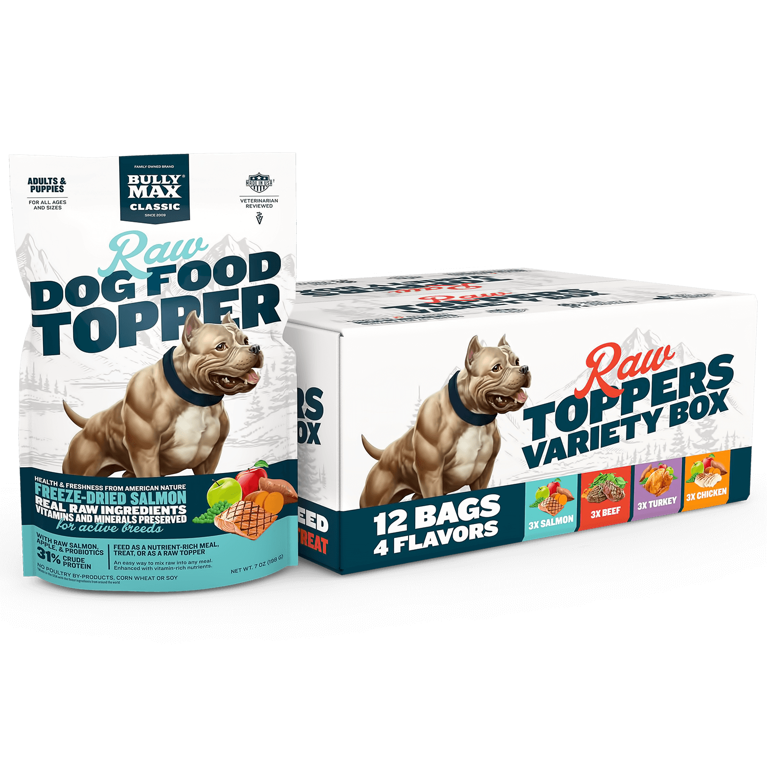Bully Max Freeze Dried Raw Topper 12ct Variety Pack Box Bully Max